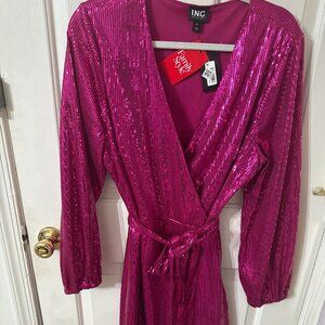 I.N.C. Sequin Wrap Cocktail Dress Magenta XL – NWT